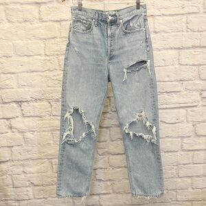 AGOLDE 26 90s Jean Distressed Straight Leg Women’s Button Fly High Rise